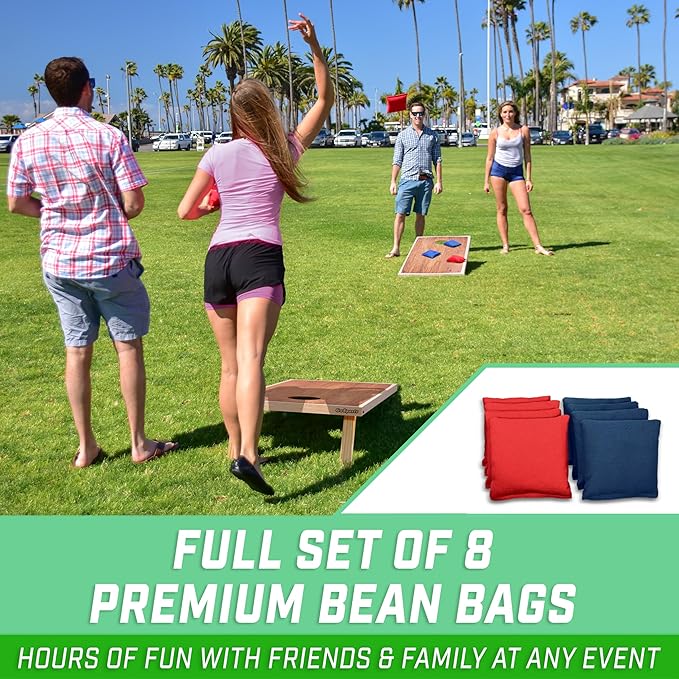 GoSports Portable Cornhole Sets, 8 Styles – Choose 4 x 2 ft or 3 x 2 ft - Boards Include 8 Bean Bags, Travel Case, and Game Rules