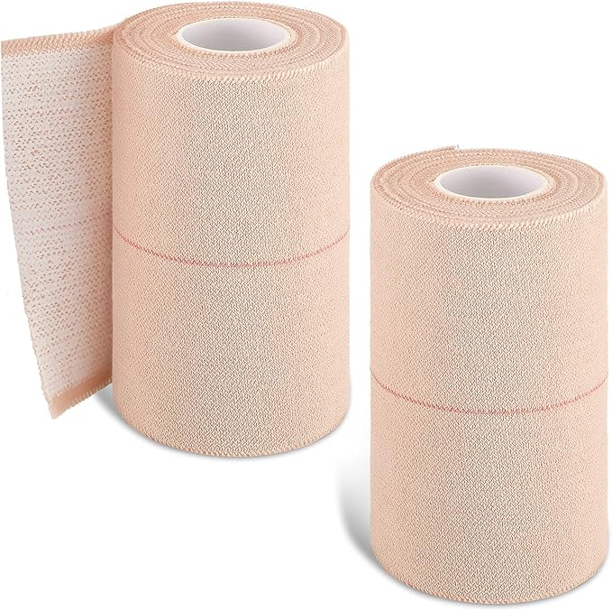 2 Rolls Adhesive Elastic Tape Bandage Tape Wrap Flexible Stretch Bandages for Sports Ankle, Knee and Wrist Sprains(Beige,3 Inch Wide)