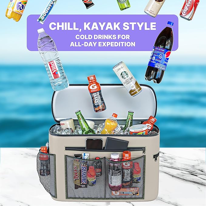 Skywin Kayak Cooler Behind Seat, Waterproof Cooler for Kayaking, Compatible with Lawn Chair Style Seats, Stores Drinks and Keeps Them Cool All Day