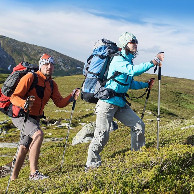 TOBTOS Trekking Poles, 2 Pack 7075 Aluminum Walking Sticks with Quick Lock, Lightweight Adjustable Hiking Sticks, Comfortable Cork Grips for Hiking, Walking & Camping