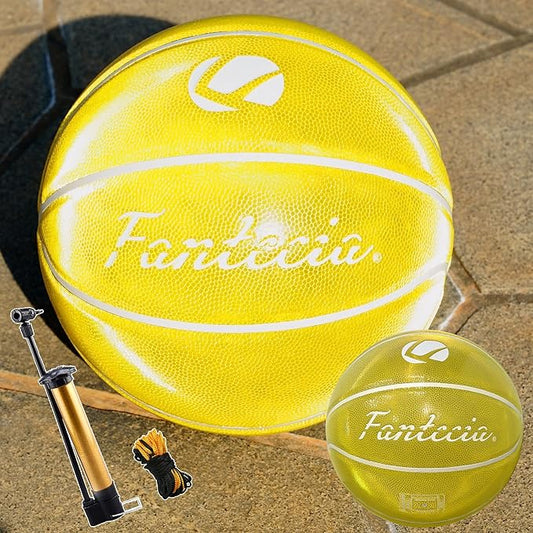Reflective Basketball Ball, Training Basketball Size 7 with Pump, Indoor Outdoor Basketball