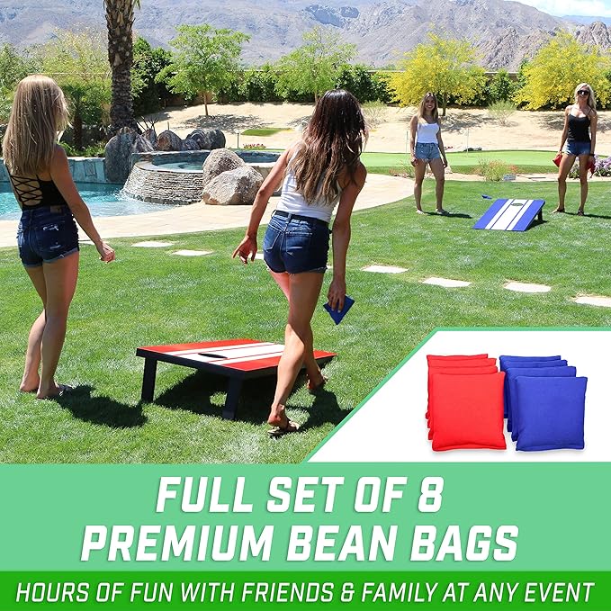GoSports Portable Cornhole Sets, 8 Styles – Choose 4 x 2 ft or 3 x 2 ft - Boards Include 8 Bean Bags, Travel Case, and Game Rules