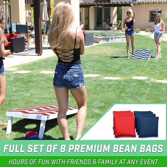 GoSports Portable Cornhole Sets, 8 Styles – Choose 4 x 2 ft or 3 x 2 ft - Boards Include 8 Bean Bags, Travel Case, and Game Rules
