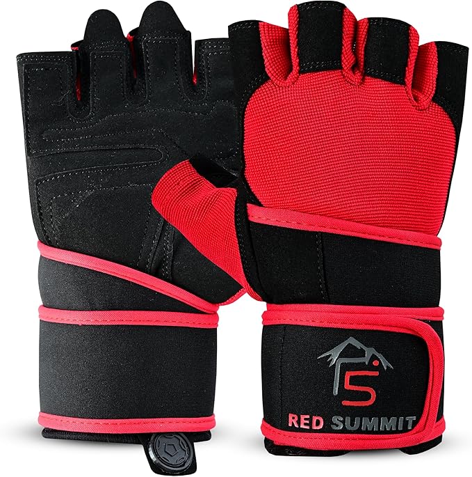 Weight Lifting Gym Gloves for Men & Women, Workout Exercise Gloves with Wrist Support & Anti-Slip Palm for Hanging, Rowing, Pullups, Bodybuilding, Powerlifting & Calisthenics