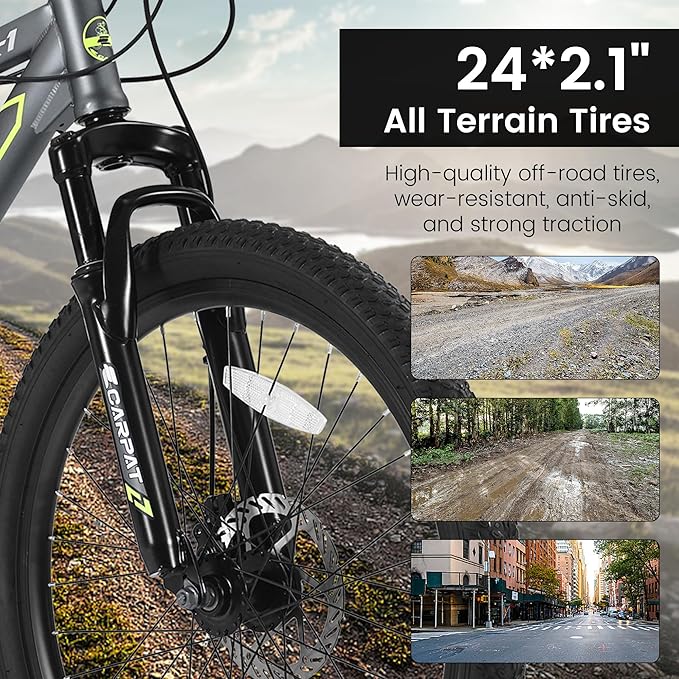 Ecarpat 24/26/27.5 Inch Mountain Bike, Dual/Front Suspension Mens Mountain Bike with 21 Speeds High-Carbon Steel Frame and Disc/V Brakes, Adult Sport Bicycle for Trail Snow Commuter City Road