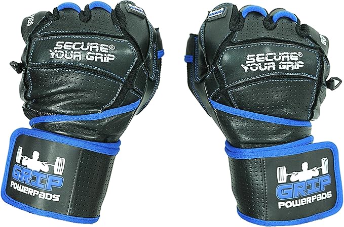 Elite Leather Gym Gloves with Built in 2" Wide Wrist Wraps Grip & Design for Weightlifting Power Lifting Bodybuilding & Strength Training Workout Exercises, Size : Medium