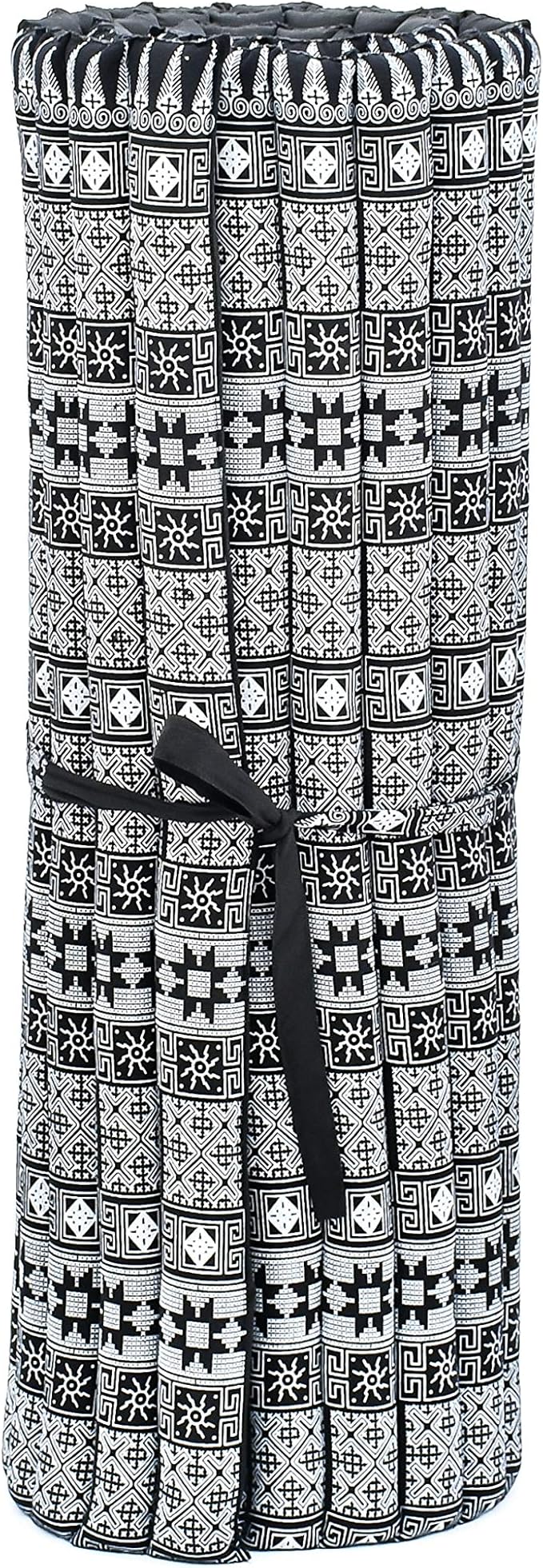 Leewadee - Kapok Roll Mat – Handcrafted Folding Sleep & Relaxation Mattress from Thailand, Ideal as Guest Bed, Camping Mat, Yoga Mat or Traditional Futon, 75 x 39 inches, Black