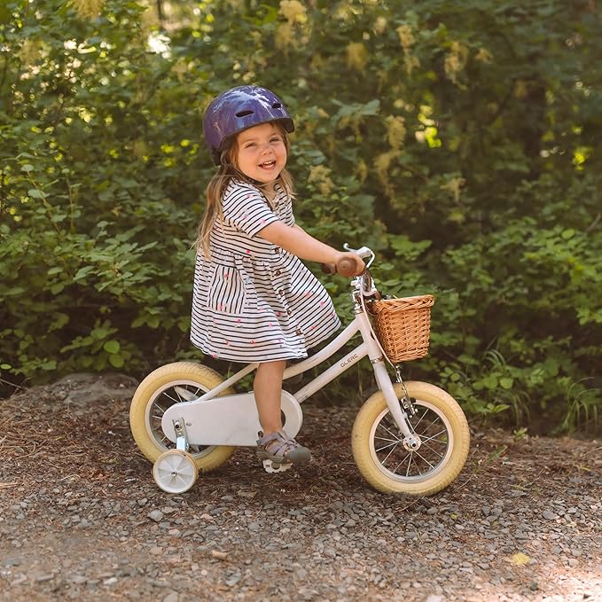 Glerc Little Molly 12-20 Inch Kids Retro Cruiser Bike for 2-13 Year Old with Wicker Basket & Training Wheels/Kickstand, Multiple Colors