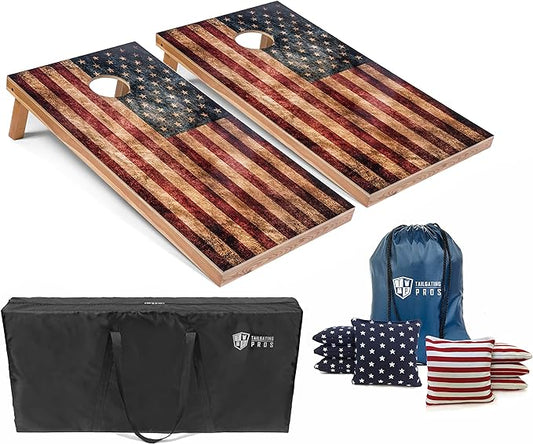 Tailgating Pros Cornhole Board Set w/Bean Bags and Carrying Case - 4'x2' Corn Hole Toss - Tournament and Lightweight Options - Optional LED Lights