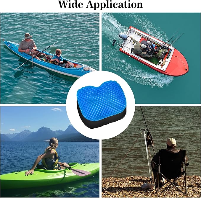 Kayak Seat Cushion, Anti Slip Gel Seat Cushion for Long Sitting on Boat, Canoe, Sup, Chair