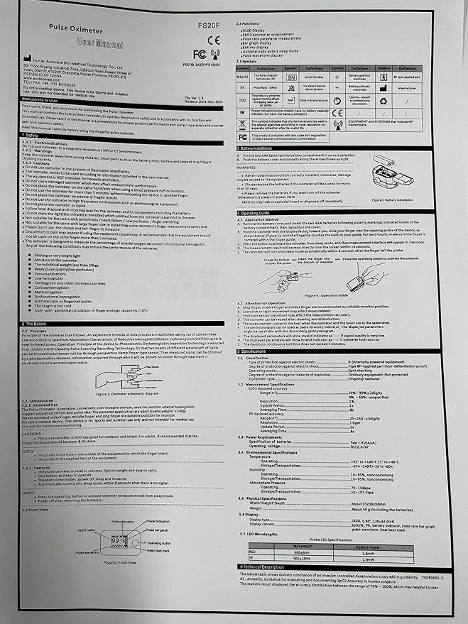 Wellue Fingertip Pulse Oximeter, Blood Oxygen Saturation Monitor with Batteries & Lanyard for Wellness Use Bluetooth, Black