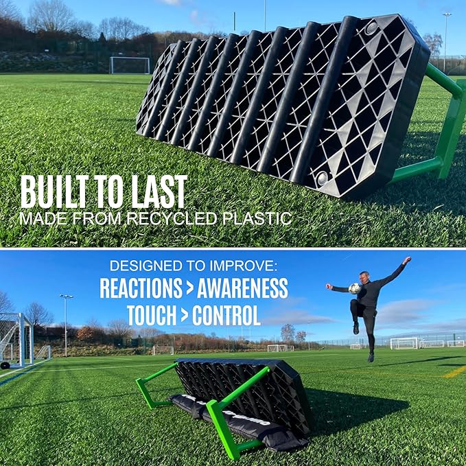 QUICKPLAY Replay Station Soccer Rebound Board - Portable Dual Surface Rebounder with Adjustable Angle - Soccer Training Equipment for Control, Passing Practice