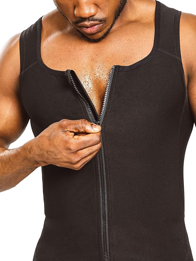 Sweat Shaper Men's Sauna Shirt Zip Tank for Gym, Exercise Sauna Suit