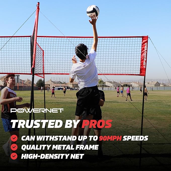 PowerNet Four Square Volleyball Net, Fun New Game, Play at The Park or Beach, 2 Versions