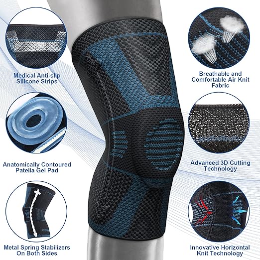 NEENCA Professional Knee Brace for Pain Relief, Medical Knee Compression Sleeve, Knee Support with Horizontal Knit Tech for Meniscus Tear, ACL, Arthritis, Joint Pain, Runner, Workout- FSA/HSA APPROVED