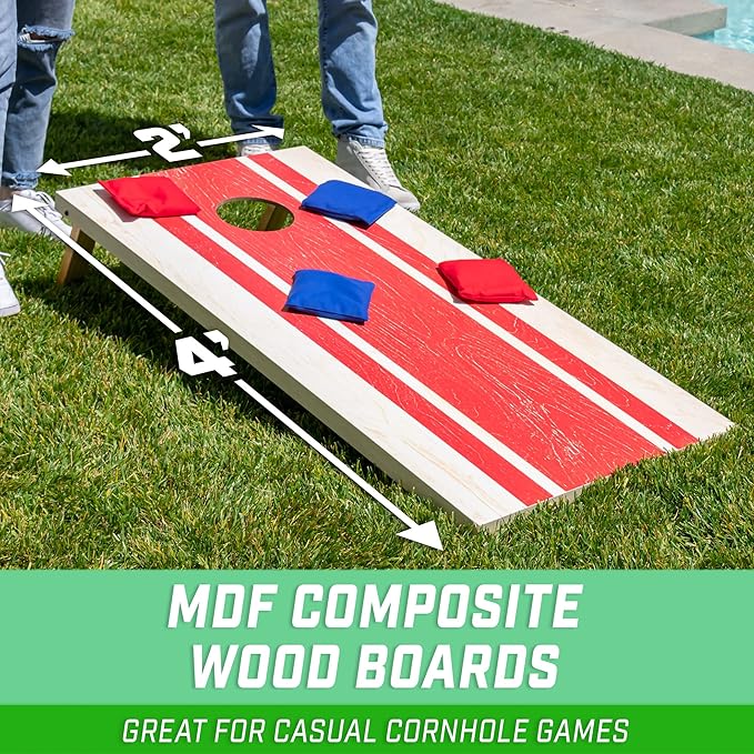 GoSports Portable Cornhole Sets, 8 Styles – Choose 4 x 2 ft or 3 x 2 ft - Boards Include 8 Bean Bags, Travel Case, and Game Rules