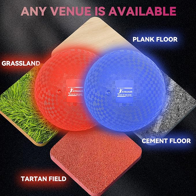 8.5 Inch Light up Kickball Set, Dodgeballs 2 Pack, Playground Balls Gift for Kids, Glow Bouncy Balls Includes Pump and Storage Bag, Handball for Night, Glow in The Dark Party Supplies
