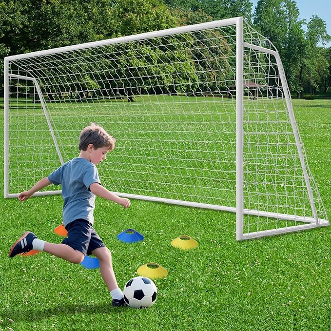 Docred 6x4/8x6/10x6.5/12x6/16x7ft Soccer Goals, Foldable Steel Soccer Goal for Backyard, Weatherproof Metal Soccer Goal for Teens/Adults Practice Training