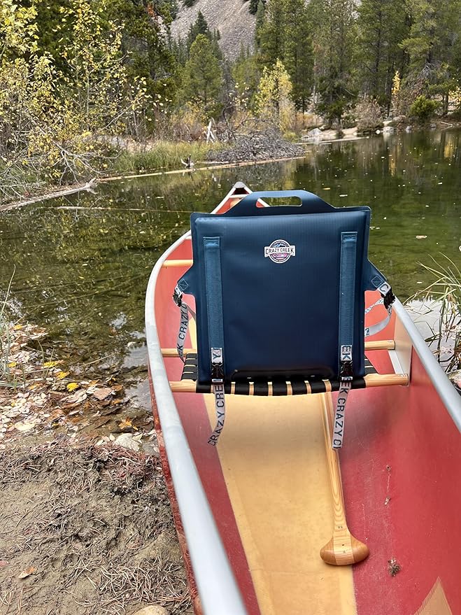 Crazy Creek Canoe Chair IV for Kayaking, Fishing, Camping & More, Detachable for Off The Boat Use, 250 LBS Weight Capacity, Adjustable Straps, Water-Resistant, Forest Green (Aleutian Blue)