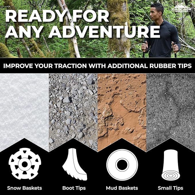 Cascade Mountain Tech Trekking Poles - Carbon Fiber Walking or Hiking Sticks with Quick Adjustable Locks