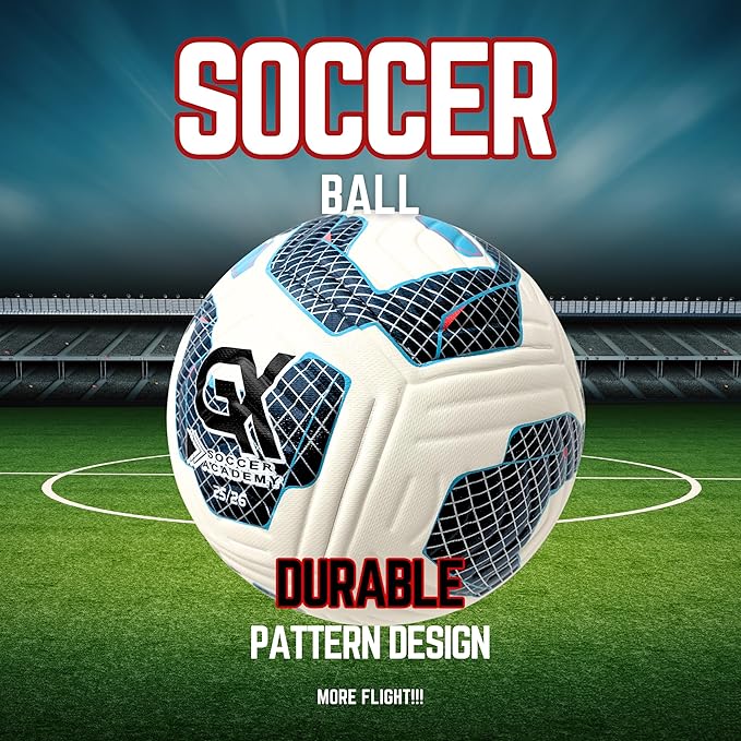 GX Soccer Academy Tour+ Professional Soccer Ball, Size 5, Green and White Competition Ball