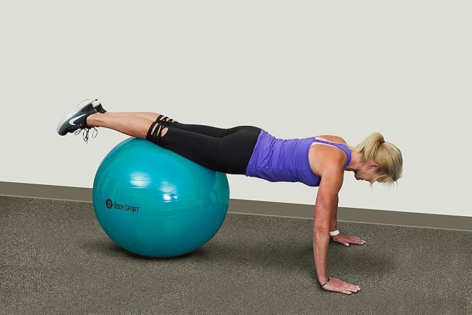 Body Sport Exercise Ball with Pump for Home, Gym, Balance, Stability, Pilates, Core Strength, Stretching, Yoga, Fitness Facilities, Desk Chairs