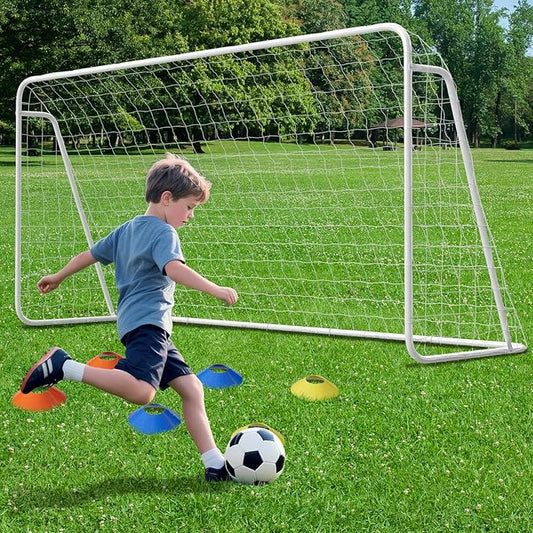 Docred 6x4/8x6/10x6.5/12x6/16x7ft Soccer Goals, Foldable Steel Soccer Goal for Backyard, Weatherproof Metal Soccer Goal for Teens/Adults Practice Training