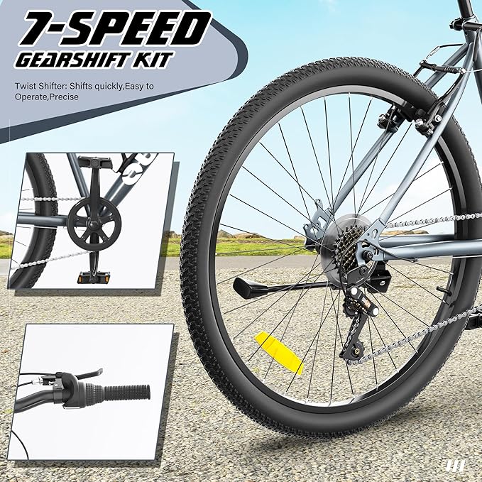 Beterland 26 Inch Mountain Bike, 1/7/21 Speed Comfort Bike wth Dual V Rakes, Bikes for Adults with Front Suspension and High Carbon Steel Frame, Bicycle with Adjustable Ergonomic Seat