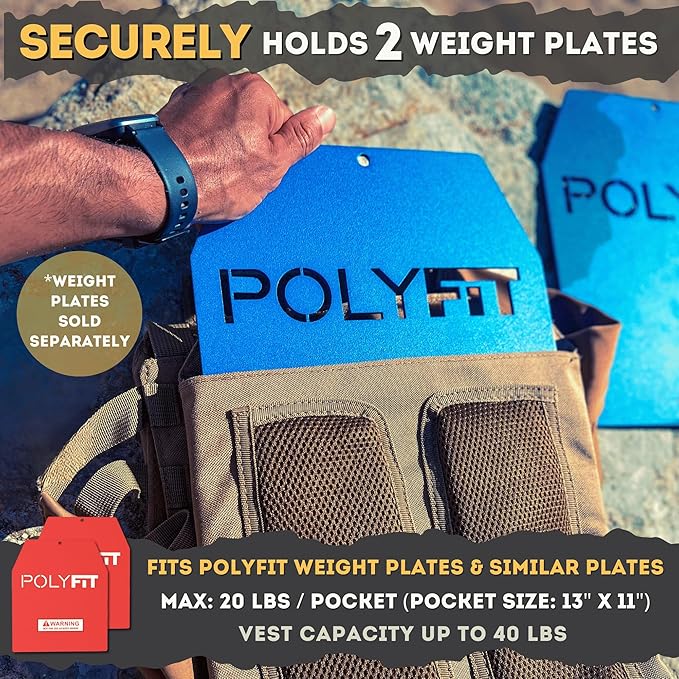 POLYFIT (Fortify) Weighted Vest for Strength and Endurance Training, Rucking, Fitness Workouts, Running, WODs