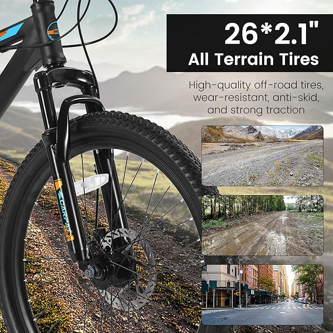 24/26/27.5 Inch Wheels Mountain Bike Shimano 21 Speeds with Mechanical Disc Brakes Aluminum/High-Carbon Steel Frame Suspension MTB Bikes Mountain Bicycle for Adult & Teenagers