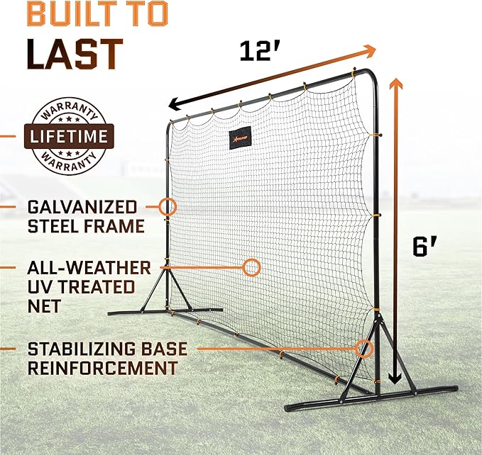 Soccer Rebounder Net 6x12 Feet Practice Soccer Training Equipment | Portable, Easy Assembly, Steel Frame | Perfect for Practicing Backyard Volley, Solo Training,Kickback, Passing, Pitchback
