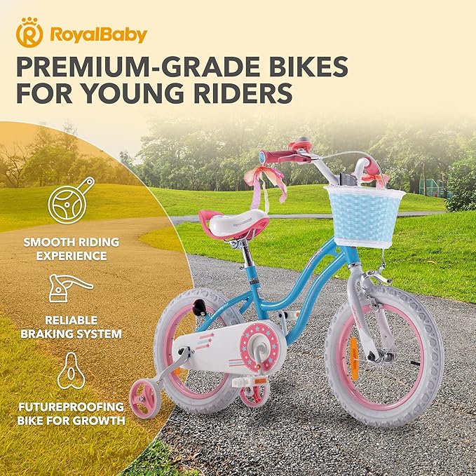RoyalBaby Girls Bike EZ Bike Stargirl Training Free Balance to Pedal Easy Learning Bicycle, 12-20 Inch for Toddlers & Big Kids.