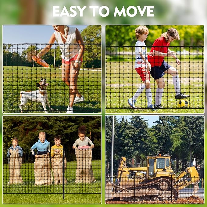 Cricket Ball Stop Net Backstop 66ft x 3ft Post and Net Package for Backyard Heavy Duty Removable Barrier Defensive Netting for Outdoor Yard Dog Fence