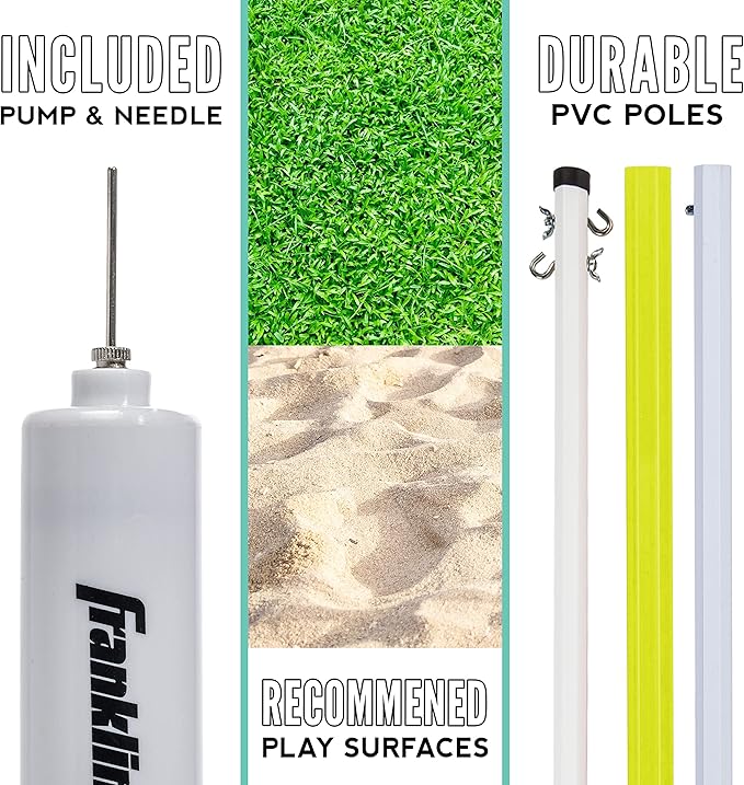 Franklin Sports Fun 5 Combo Outdoor Game Set - Backyard, Beach + Camping Games for Kids - Badminton, Volleyball, Flip Toss, Flying Disc - Horseshoes or Ring Toss