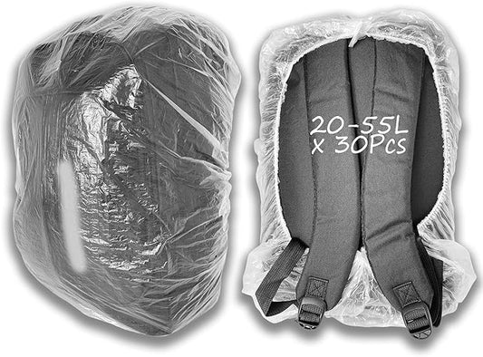 30pcs Backpack Rain Cover Waterproof - Disposable Lightweight Backpack Cover for Outdoor Hiking Air Travel for 20-55L