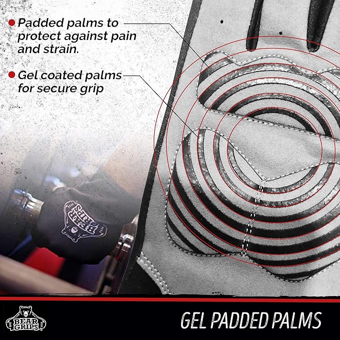 Bear Grips Weight Lifting Gloves for Men & Women | Half Finger Lifting Gloves | Full Finger Workout Gloves for Men | No Finger Exercise Gloves l Compression Weightlifting Gloves | Gym Gloves for Men