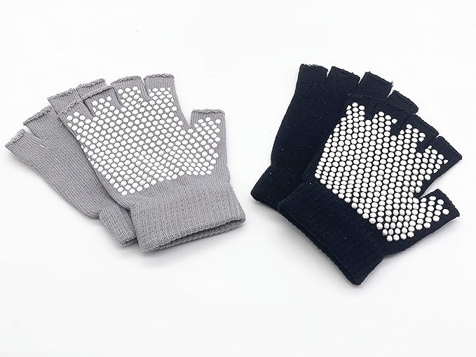 YL TRD V 2 Packs of Non Slip Fingerless Yoga Gloves Exercise Gloves Workout Gloves