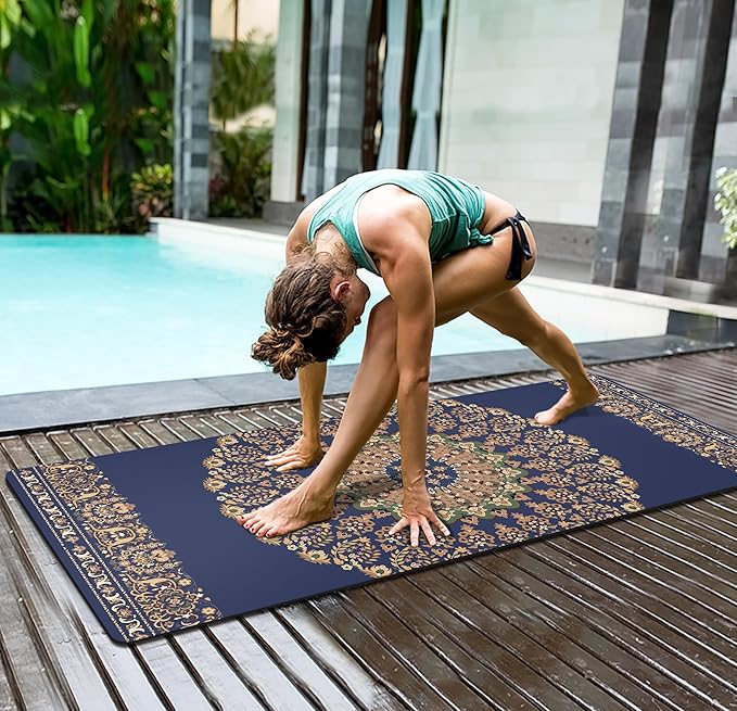 nuveti TPE Large Yoga Mat Non-Slip Exercise Fitness Mat with Carry Bag Extra Wide Yoga Mats for Women 72"x32" Extra Thick 6mm for Home, Pilates and Floor Exercises Workout Mats