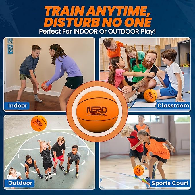 Ninja Silent Basketball- Soft Foam Indoor Hoop Play | Soundless Ball for Quiet Dribbling and Indoor Training