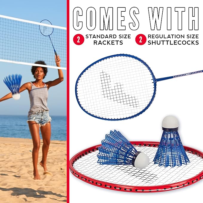 Franklin Sports Badminton Racket + Birdie Set - Replacement Badminton Equipment for Kids + Adults - 2 Player - 4 Player Badminton Racket Sets