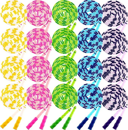 Yunsailing 20 Pack Jump Ropes for Adults Kids, 9.2 Feet Adjustable Length Free Segmented Skipping Rope Bulk Soft Beaded Jumping Ropes for Women Men Exercise Training Workout Weight Loss