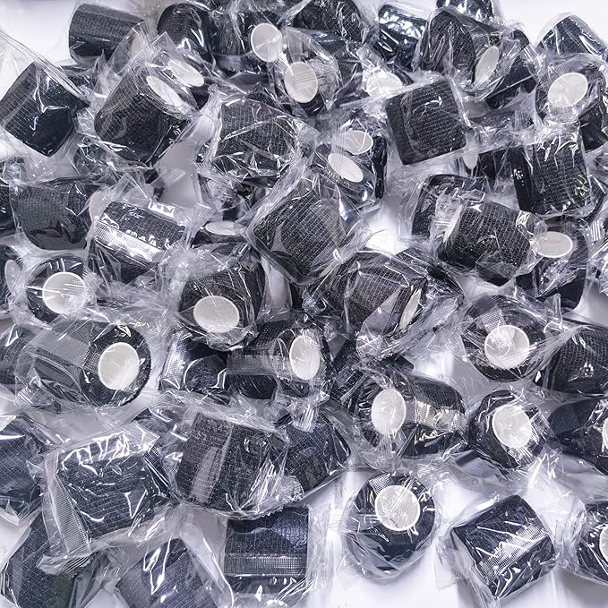 BQTQ 144 Rolls Self Adhesive Bandage Wrap 2 Inch Black Self Adherent Wrap Tape Sticky Bandage Athletic Wrap Self Adhesive Wrap for Sports Vet Wrist Ankle Sprains
