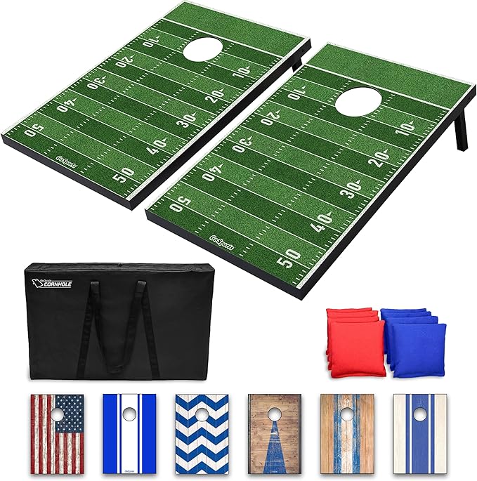 GoSports Portable Cornhole Sets, 8 Styles – Choose 4 x 2 ft or 3 x 2 ft - Boards Include 8 Bean Bags, Travel Case, and Game Rules