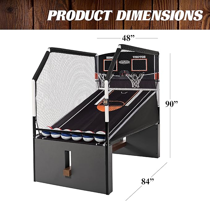 Barrington Urban Arcade Basketball Game Indoor Dual Shot, 6 Balls Included, Pop Off with The Perfect Indoor Electronic Basketball Game
