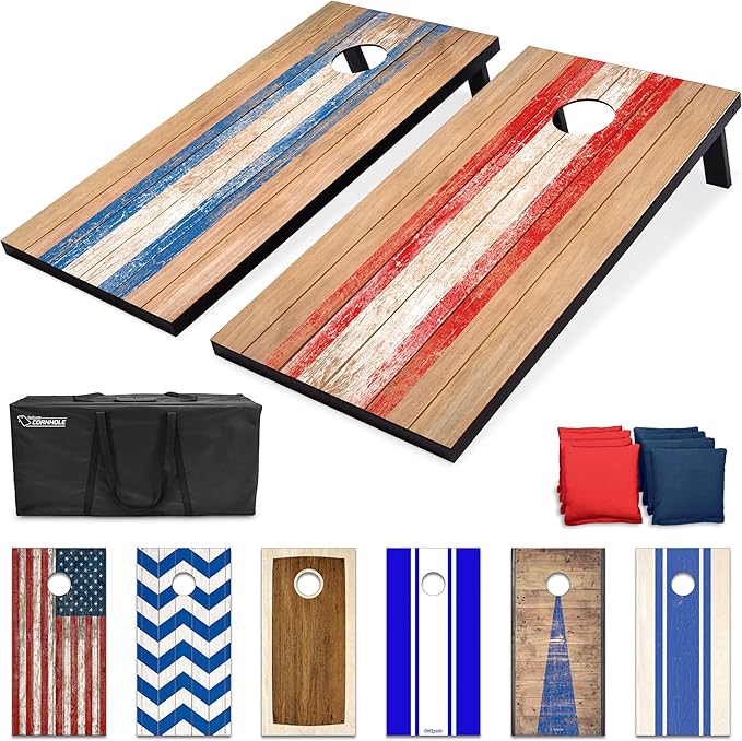 GoSports Portable Cornhole Sets, 8 Styles – Choose 4 x 2 ft or 3 x 2 ft - Boards Include 8 Bean Bags, Travel Case, and Game Rules