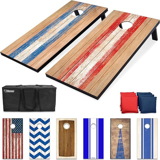 GoSports Portable Cornhole Sets, 8 Styles – Choose 4 x 2 ft or 3 x 2 ft - Boards Include 8 Bean Bags, Travel Case, and Game Rules