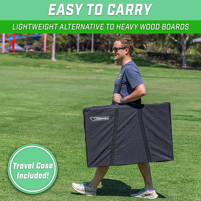 GoSports Portable Cornhole Sets, 8 Styles – Choose 4 x 2 ft or 3 x 2 ft - Boards Include 8 Bean Bags, Travel Case, and Game Rules