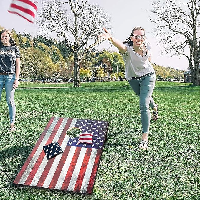 Cornhole Board Set with Carrying Bags & 8 Bean Bags Corn Hole Boards Bean Toss Game for Adults Family Outdoor Lawn Outside Backyard Games