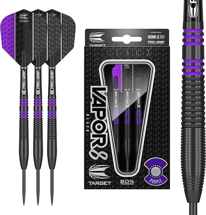 Target Darts Vapor8 Black Steel Tip Darts