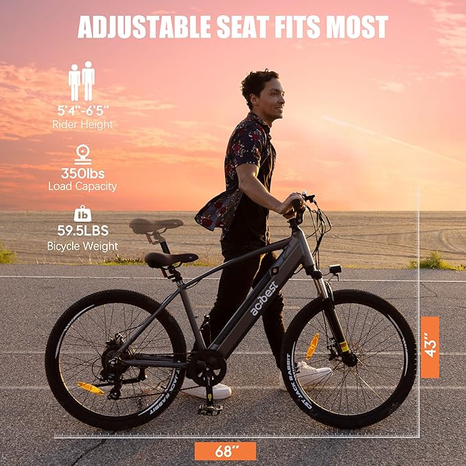 Core Electric Bike for Adults - Peak 1000W/1200W Brushless Motor Ebike, 468&500Wh Removable Built in Battery 26&27.5X2.1 Tire Step Over Bicycle with 7 Speed, Commute E Bikes